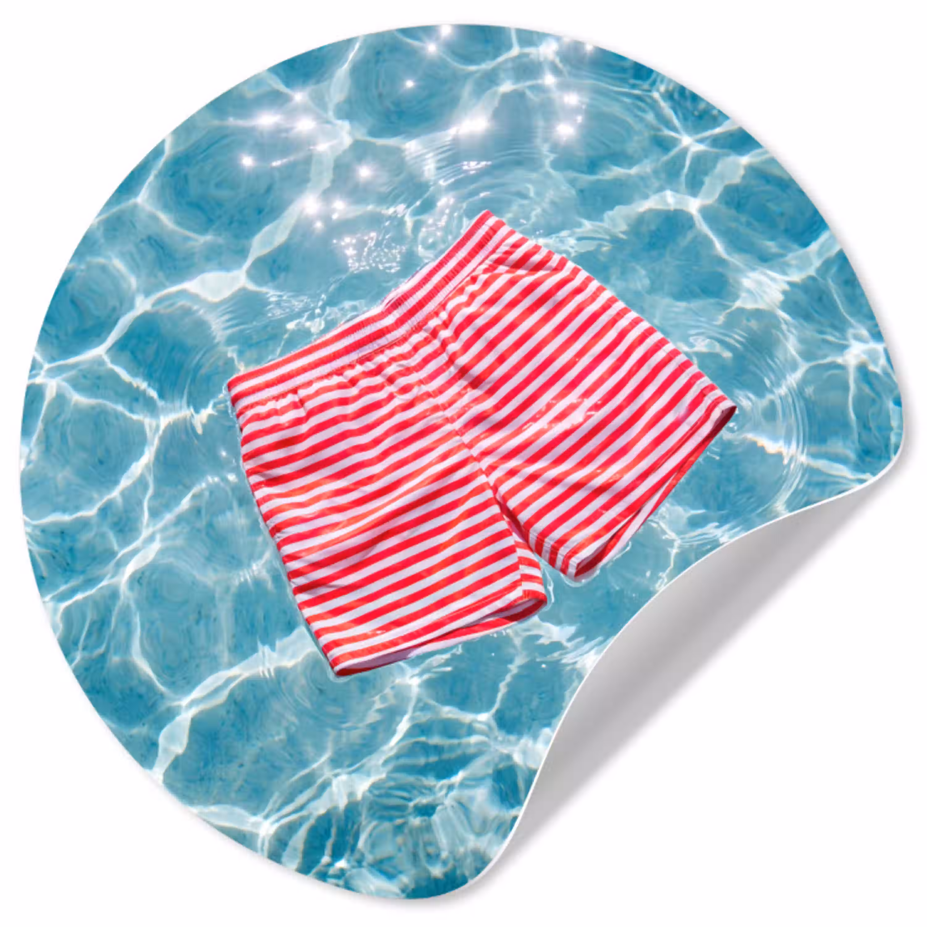Zwemkleding - Gestreept - Water - Zomer - Rood-wit Wandcirkel behangsticker klein -3d