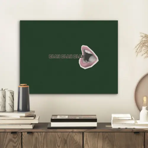 BLAH BLAH BLAH - Mond - Groen PET vilt klein -sfeer1
