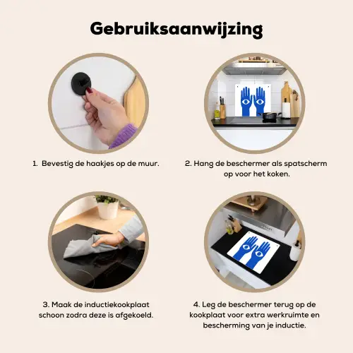 Handen - Twee - Ogen - Blauw Inductie beschemer met haakjes middel -ky-gebruik-nl