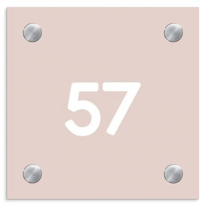 Lichtroze - Traditioneel Naambord Vierkant klein -3d