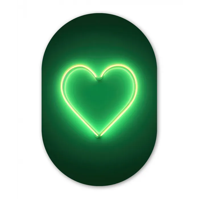 Neon - Groen - Licht Wandcirkel Ovaal Glas middel -3d