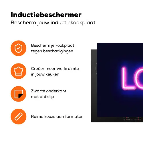 Neon - Love - Valentijn Inductie beschermer vinyl 3mm klein -zzzzzzz-td-ups