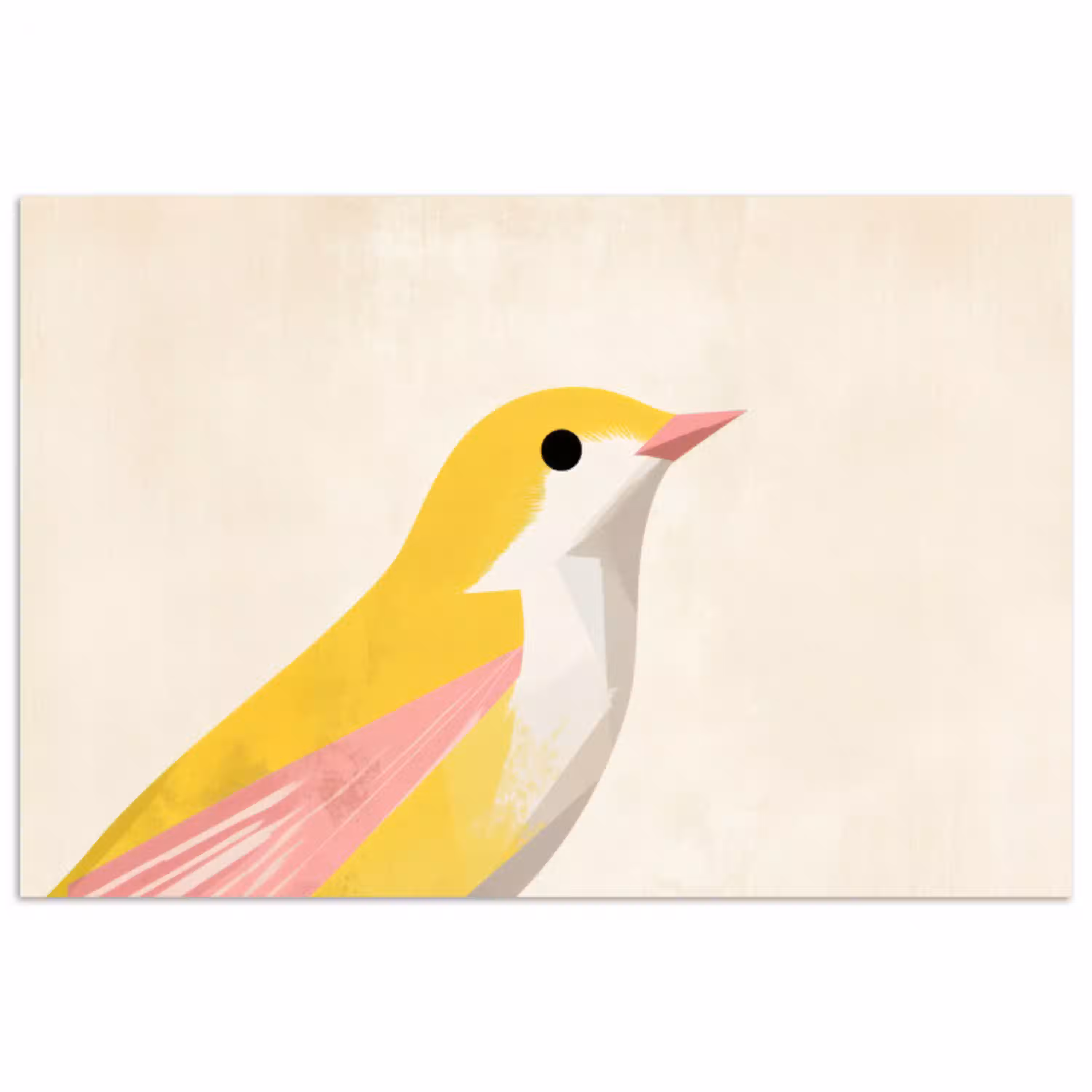 Vogel - Minimalistisch - Geel poster papier klein -3d