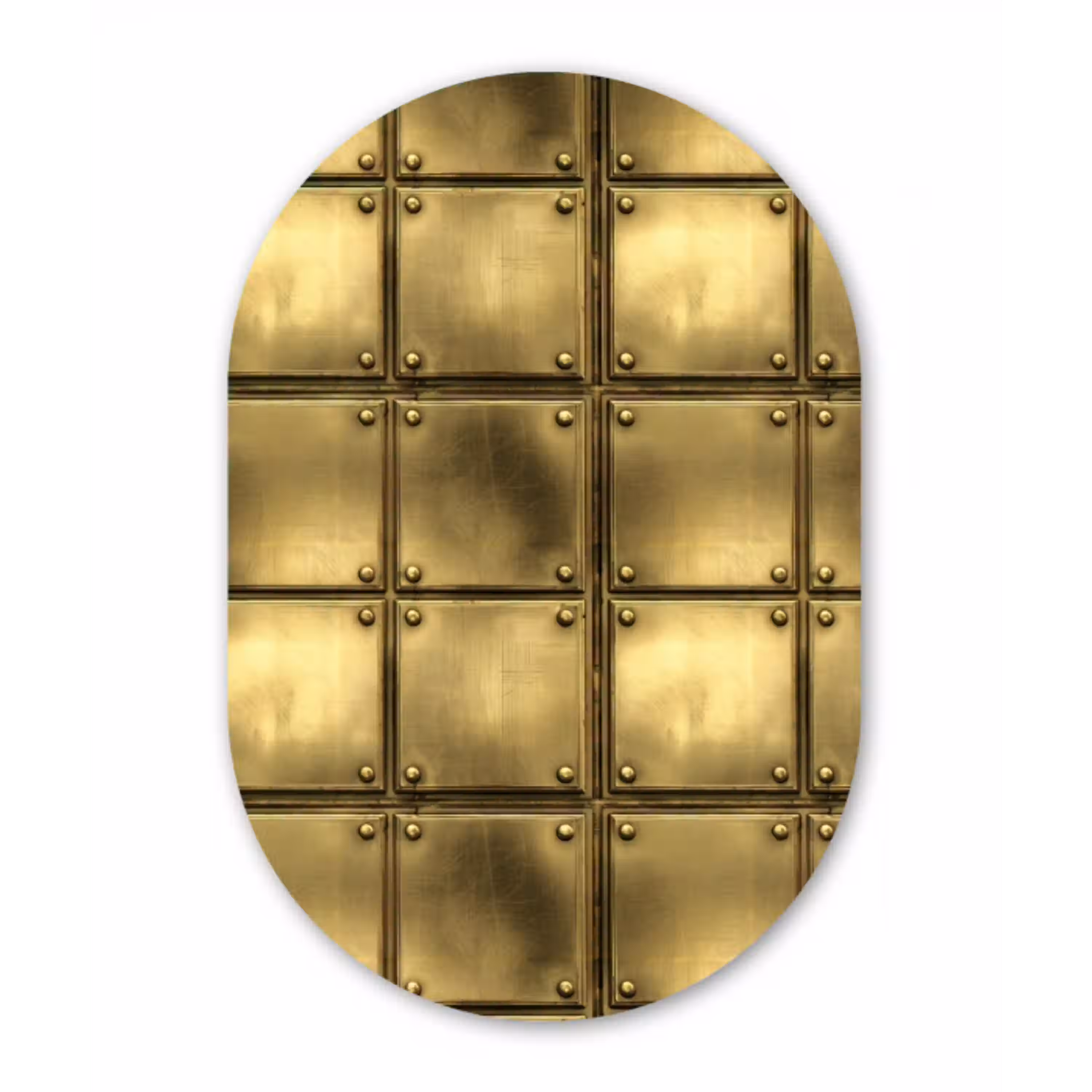 Platen - Industrieel - Stoer - Goud Wandcirkel Ovaal Aluminium middel 839 -3d