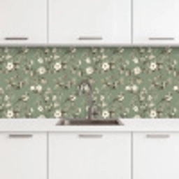 Botanisch - Vogels - Groen keuken achterwand 2 middel 871 -3d