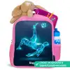 Omhaal in blauw neonvoetbal Kinderrugzak - Roze middel -inhoud_NL