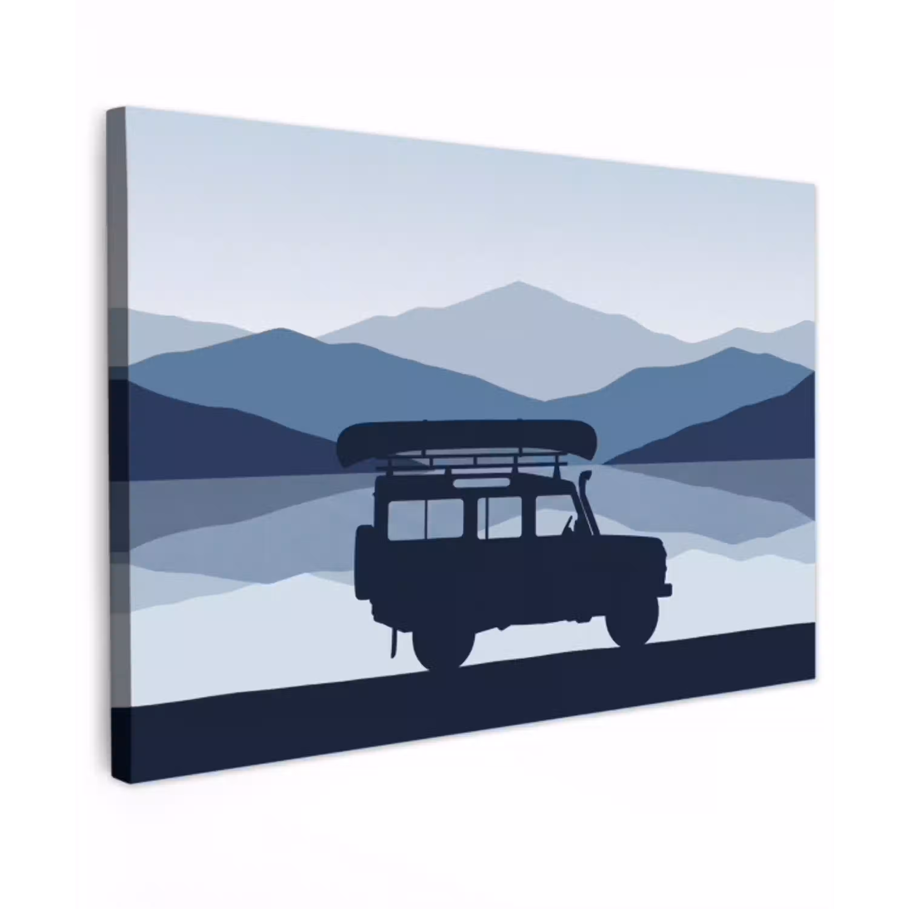 Auto - Meer - Bergen - Blauw canvas 2cm klein -z3d