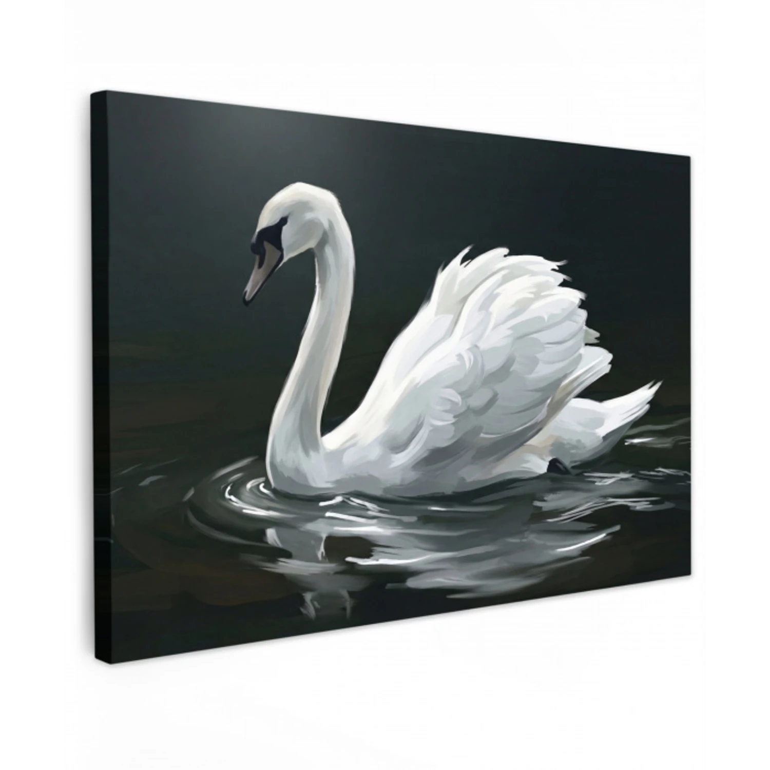 Zwaan - Water - Natuur - Realistisch - Wit canvas 2cm klein -z3d