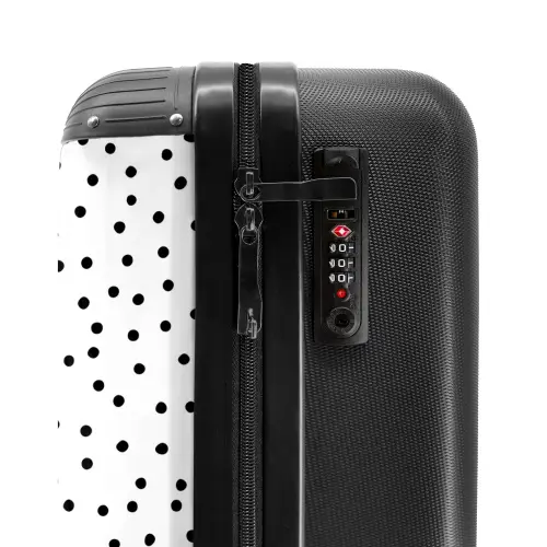 Zwarte stippenregen over een wit oppervlak NBS - Handbagage koffer - Kinderen Unisex middel -slot