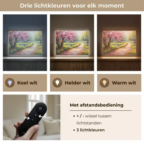Watercolor - Natuur - Bomen - Kunst - Bloemen Light Box met batterij (Wandlamp) middel -USP_lichtkleurNL
