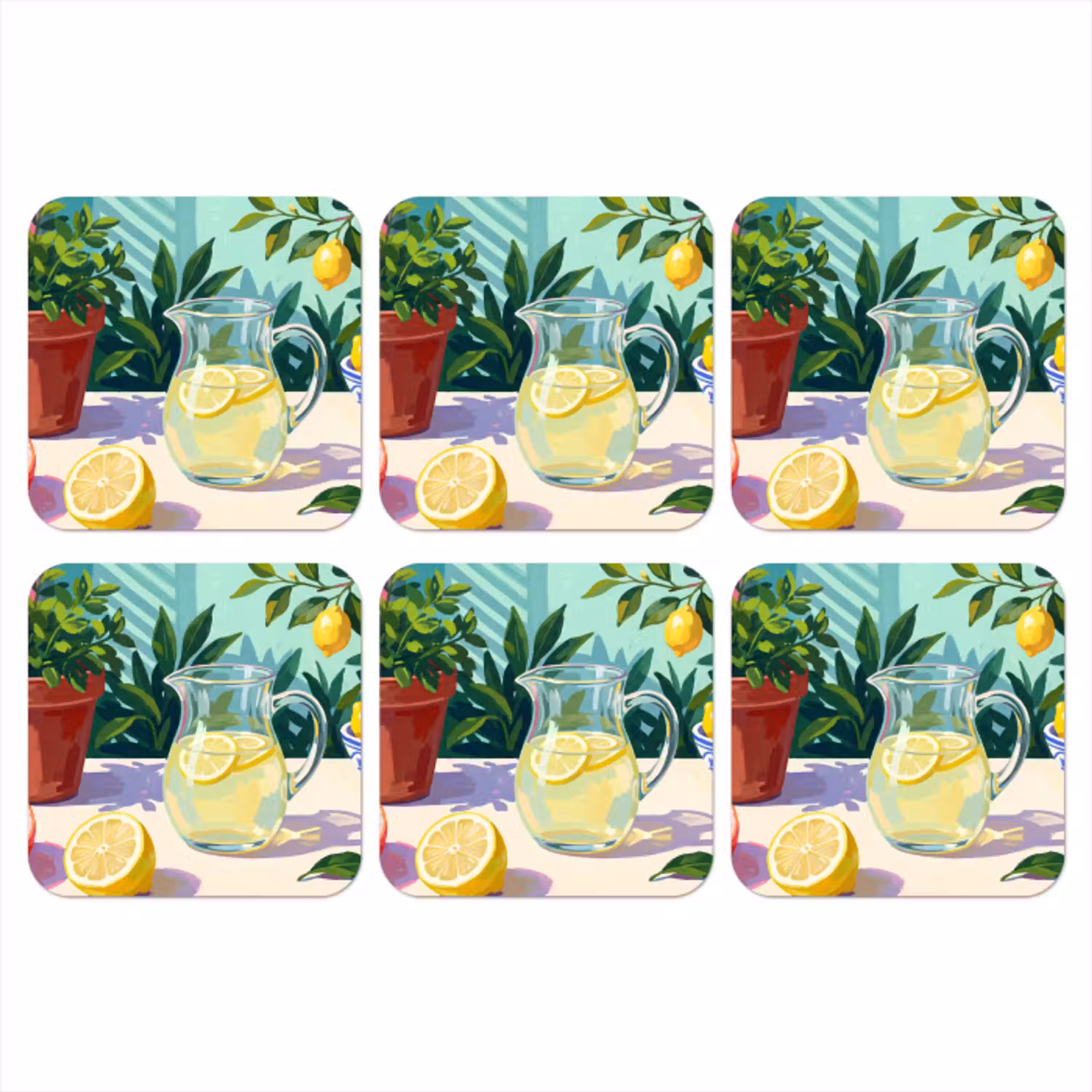 Citroen limonade zomer onderzetter kurk middel -3d