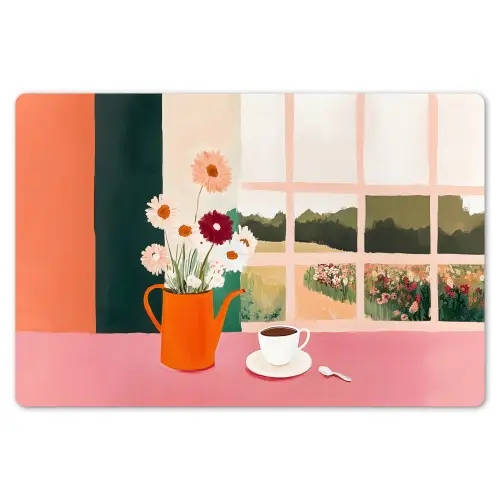 Bloemen - Koffie - Raam Placemat vinyl groot -zzsfeer1_Kitchenyeah-website