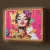 Vrouw - Abstract - Kleurrijk Light Box met batterij (Wandlamp) middel -z3d_website