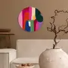 Kleurvakken - Recht - Rond - Abstract Wandcirkel kunststof plaat 5mm dik klein -sfeer1