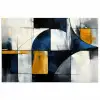 Abstract - Vormen - Goud - Blauw - Geometrisch poster papier klein -3d