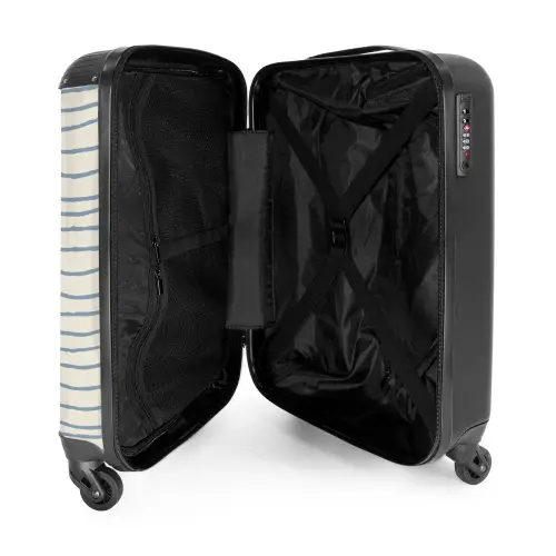 Blauwe handgetekende strepen NBS - Handbagage koffer - Volwassenen Unisex middel -binnenkant