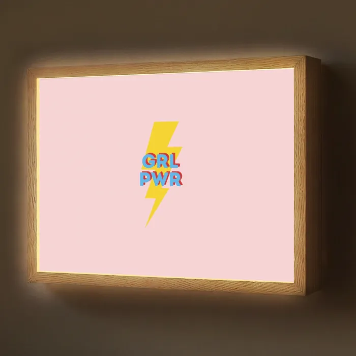 Grl pwr - Bliksem - Roze Light Box met batterij (Wandlamp) middel -z3d_website