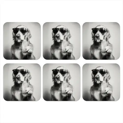 Golden retriever - Hond - Zonnebril - Gkas onderzetter kurk middel -3d
