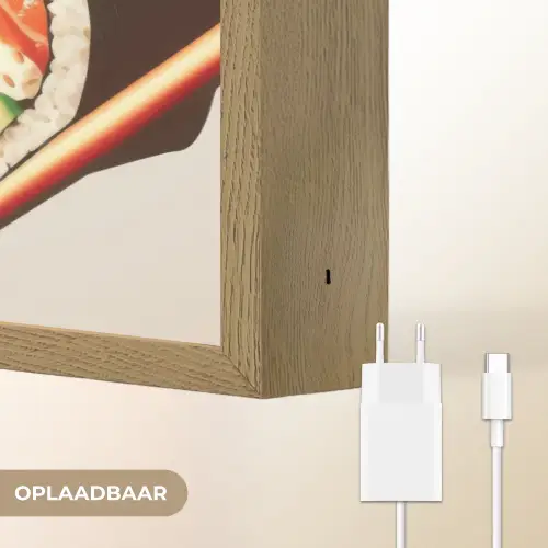 Sushi - Zalm - Rijst - Japans Light Box met batterij (Wandlamp) middel -USP_websiteoplaadbaarNL