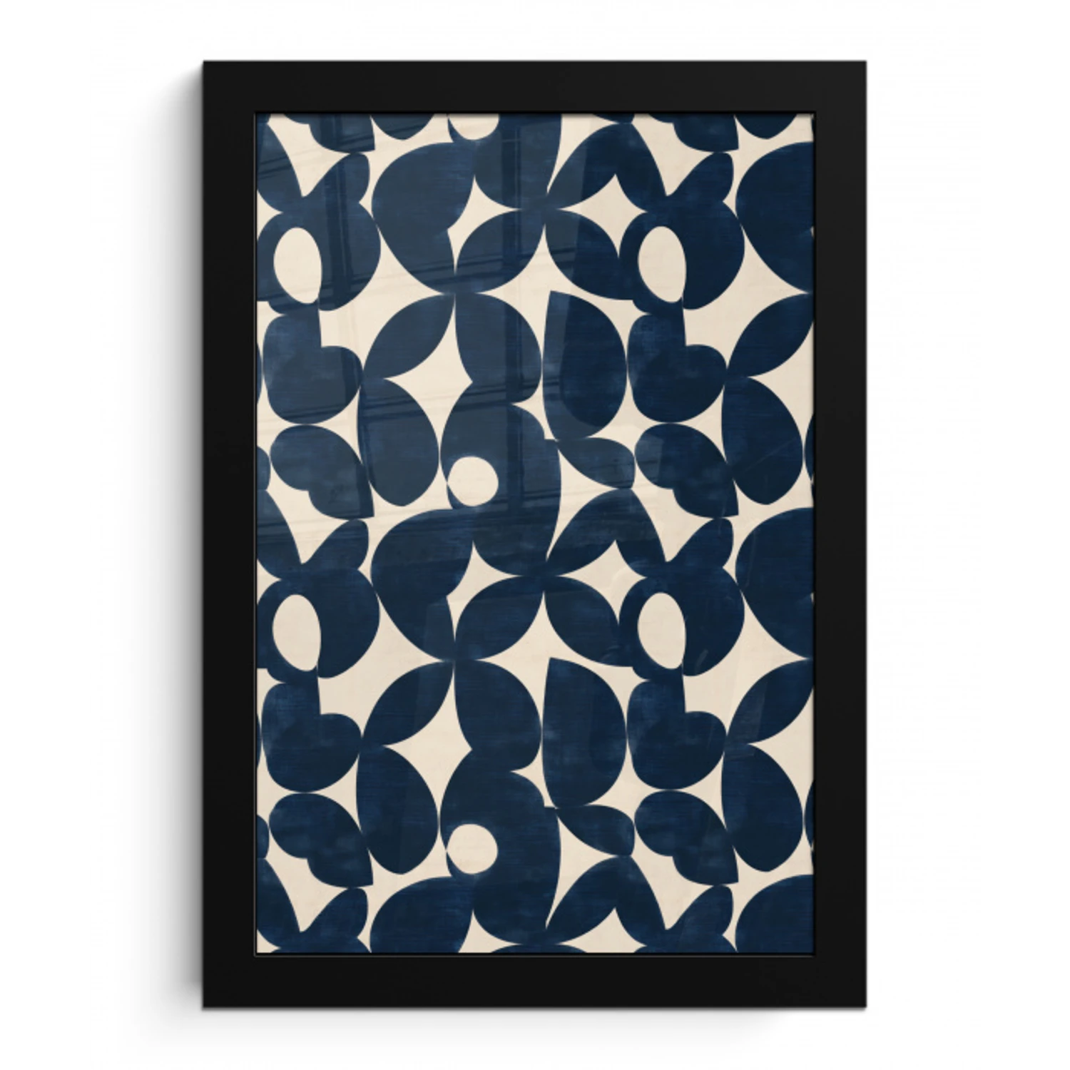 Modern - Geometrisch - Blauw fotolijst zwart zonder passe partout klein 224 -3d