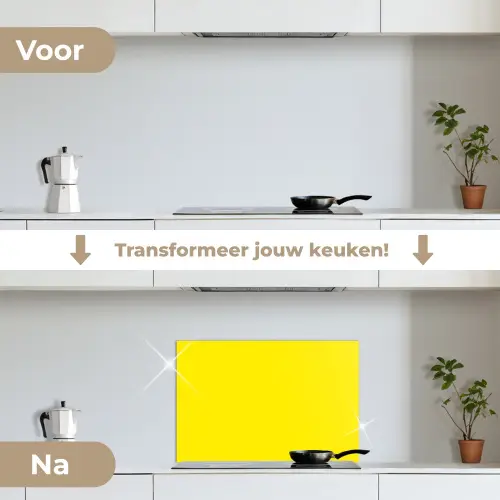 Geel - Citroen - Neon - Kleuren keuken achterwand spatscherm klein 900 -voor_na_NL
