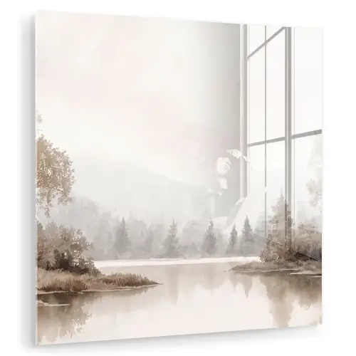 Rivierlandschap - Minimalistisch - Aardetinten plexiglas 5mm klein -zzzproduct_nieuw