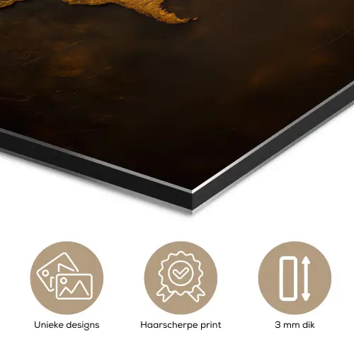 Wereldkaart - Goud - Roest aluminium wit klein -closeup_NL