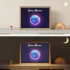 Voetbal - Sport - Blauw - Paars Light Box met batterij (Wandlamp kind) middel -sfeer3_kind