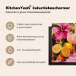 Drink - Bloemen - Yellow Inductie beschermer vinyl 3mm middel -sfeer2