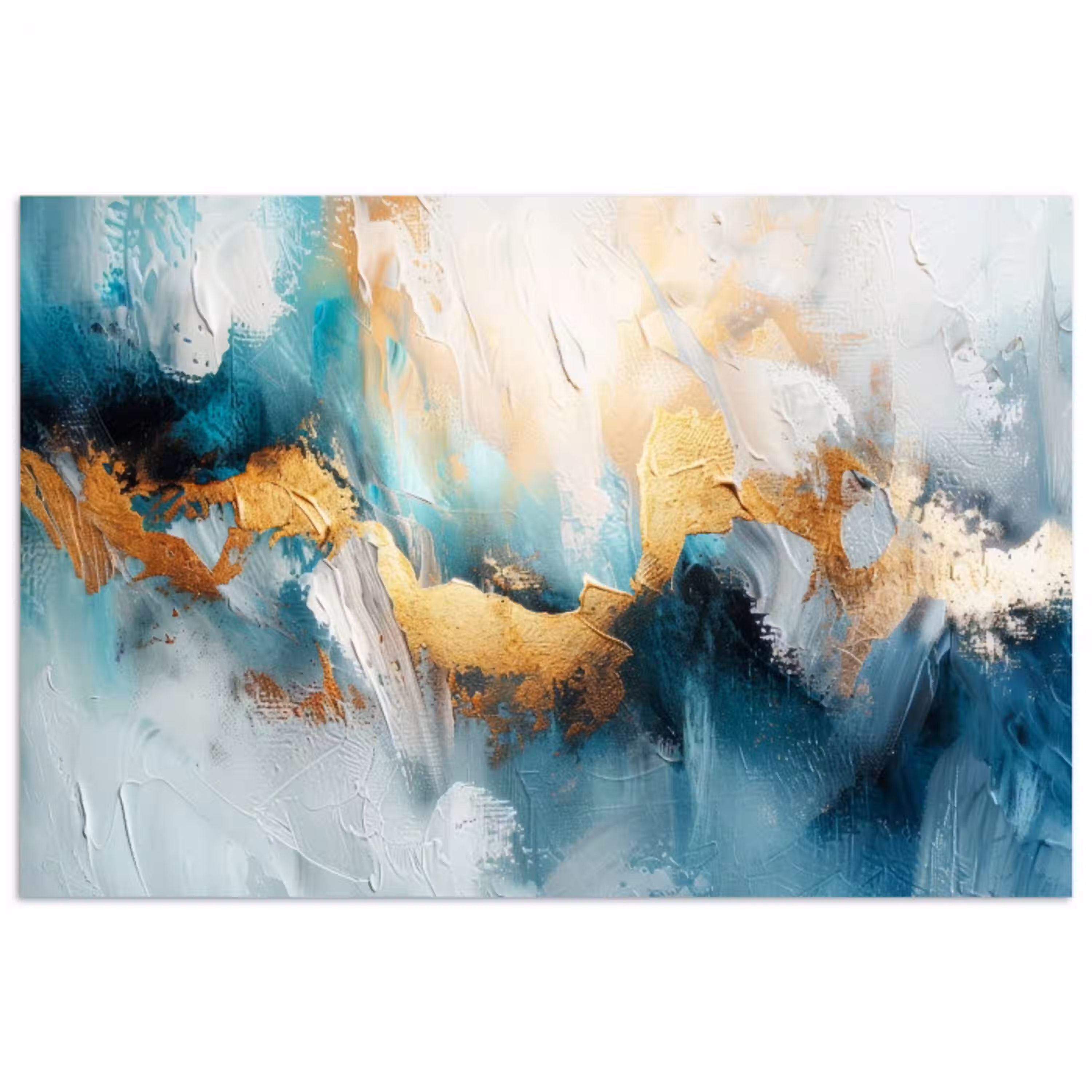 Abstract - Kunst - Gold - Blauw poster papier klein -3d