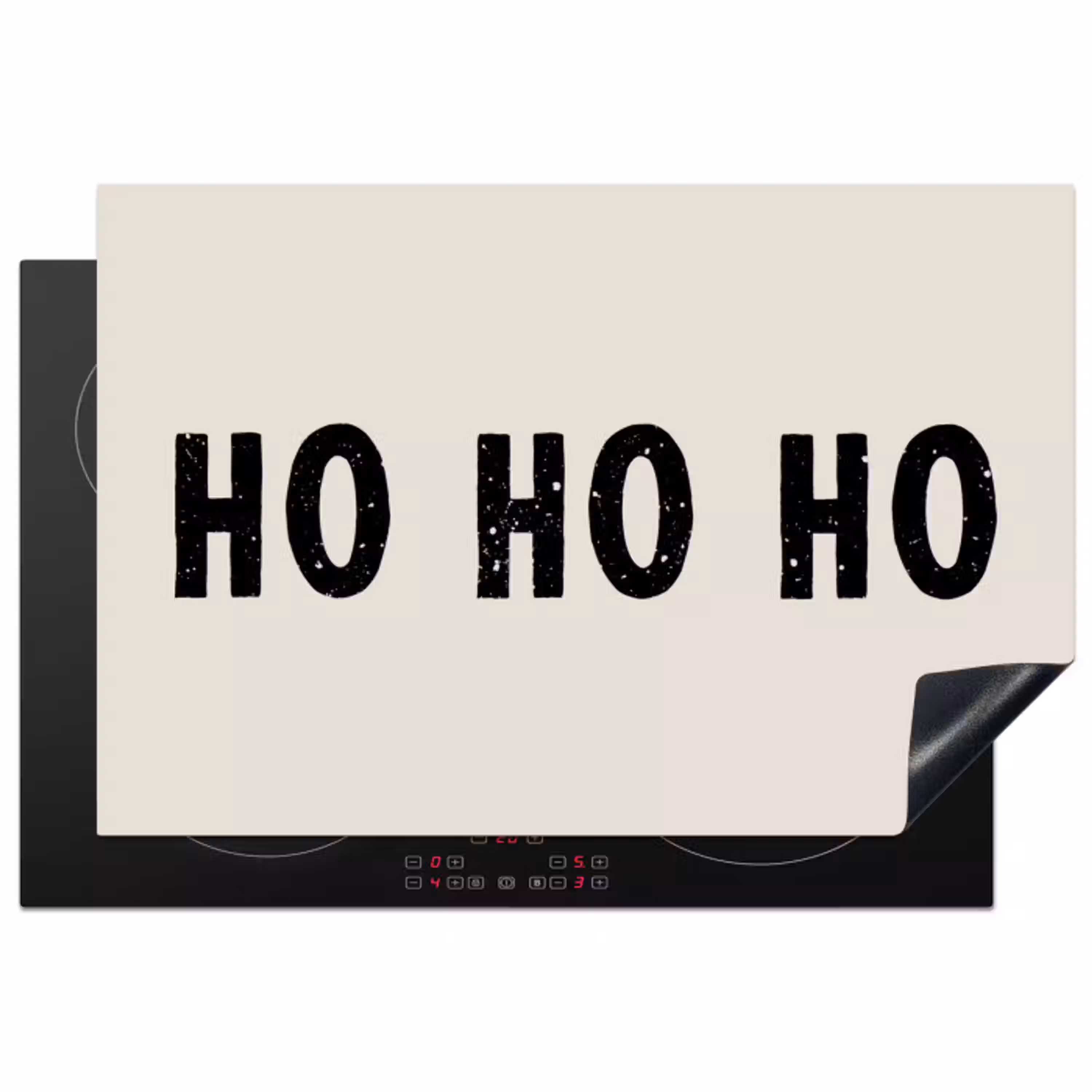 Kerstmis - Ho ho ho - Spreuken - Beige - Kerstman Inductie beschermer vinyl 3mm klein -3d