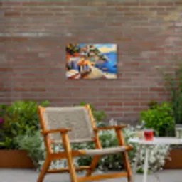 Kustdorp - Huisjes - Mozaïek - Zee Tuinposter op houten frame 2 cm dik klein -sfeer3