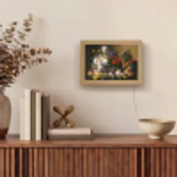 Stilleven met bloemen en fruit - Kunstwerk - Oude meesters Light Box met kabel (Tafellamp) klein -sfeer2