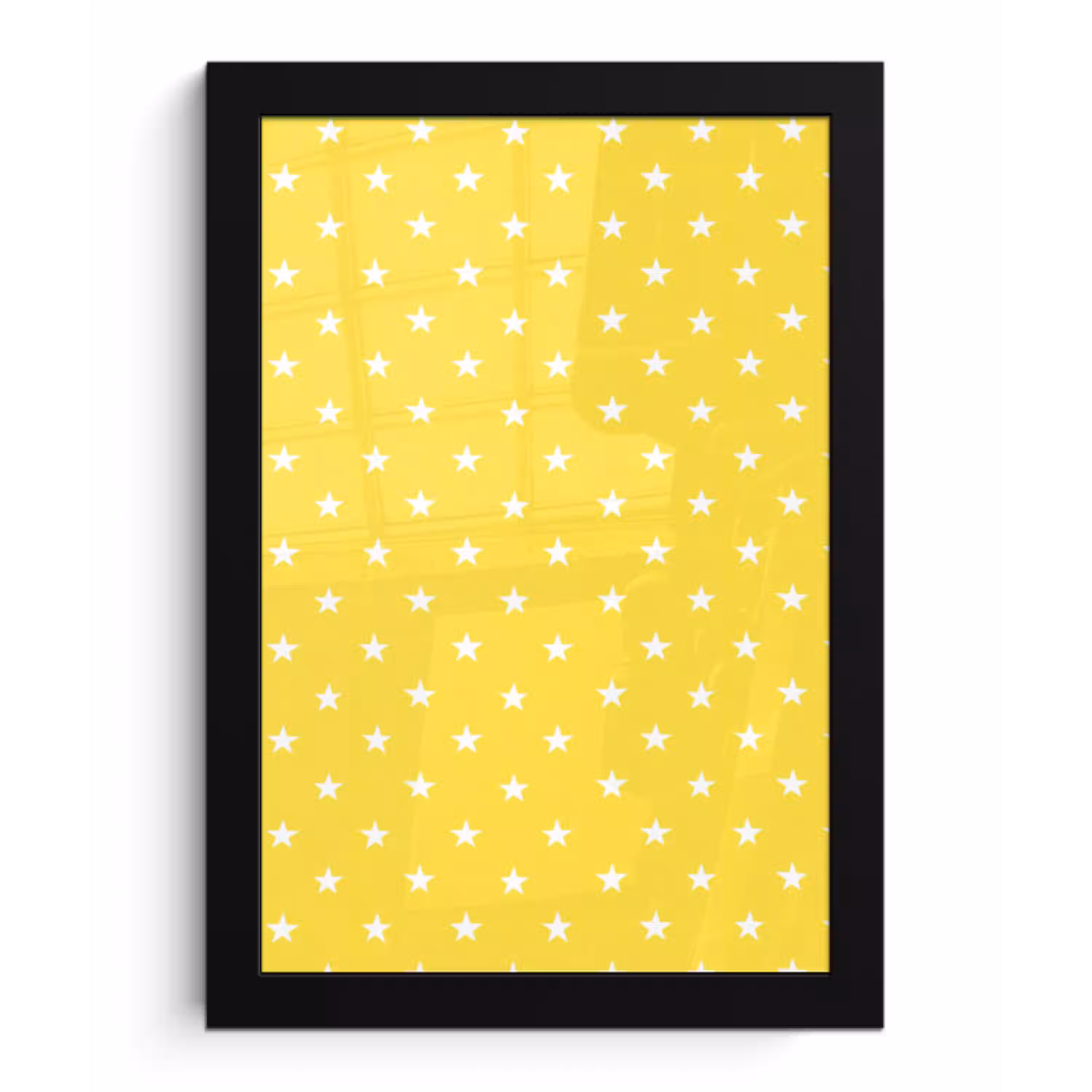 Sterren - Patroon - Minimalistisch - Geel fotolijst zwart zonder passe partout klein 224 -3d