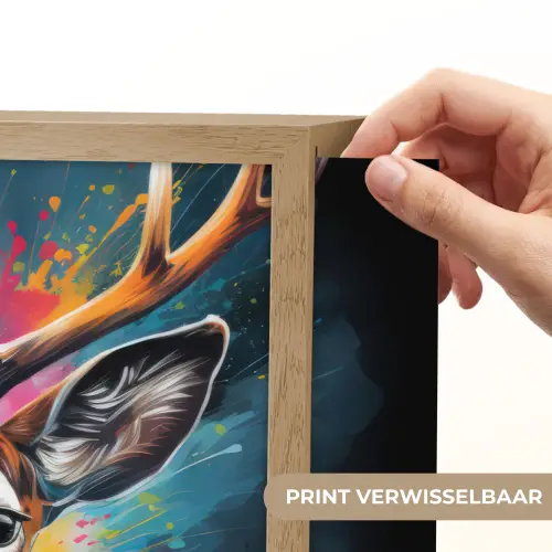 Hert - Graffiti - Dieren - Kleuren Light Box met batterij (Wandlamp) middel -USP_websiteprintNL