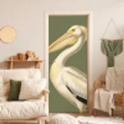 Pelikaan - Wit - Vogel - Klassiek - Natuur deurposter klein -sfeer2