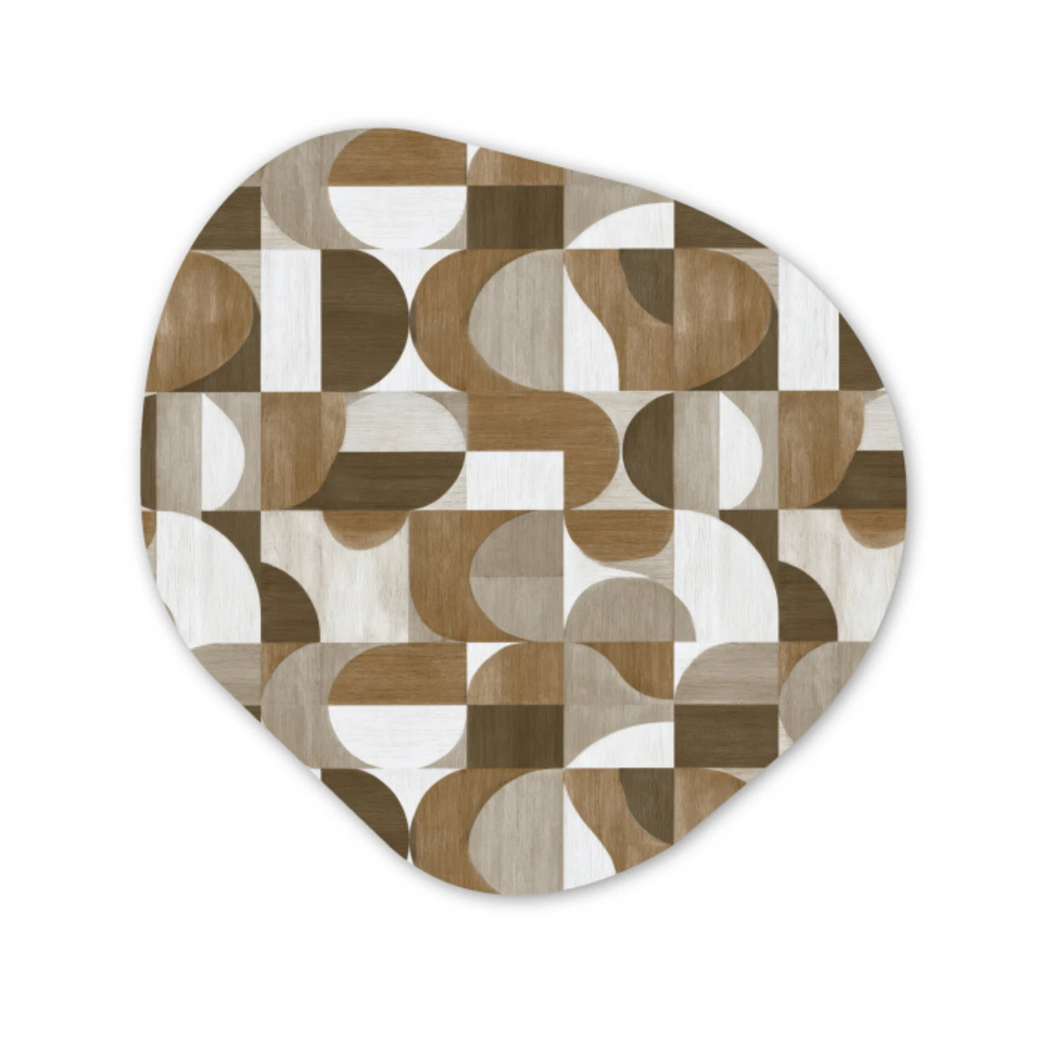 Abstract - Retro - Bruin Wandcirkel Organisch Forex 3mm klein 629 -3d