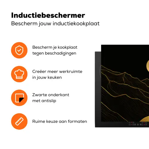 Rivier - Goud - Maan - Vogels Inductie beschermer vinyl 3mm klein -zzzzzzz-td-ups