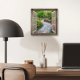 Doorkijk - Bloemen - Tuinpad - Natuur - Raam aluminium wit klein -sfeer5