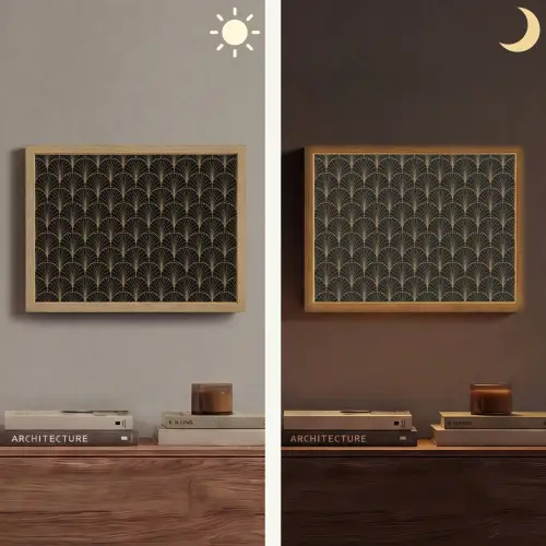 Gouden - Waaiers - Zwart Light Box met batterij (Wandlamp) middel 907 -sfeer3