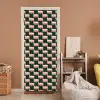 Vlechtpatroon - Groen - Roze - Geometrisch deurposter klein 289 -sfeer1