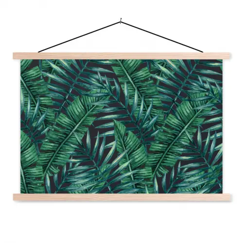 Jungle - Bladeren - Tropisch textielposter latten blank klein -3d
