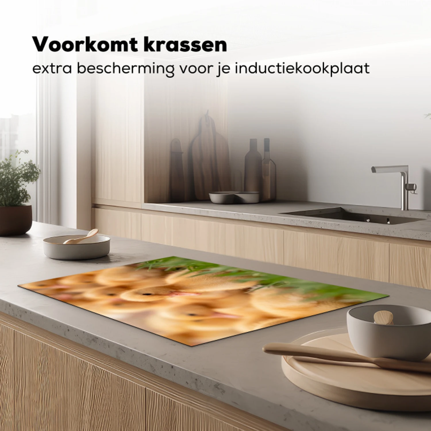 Pijltje - Eend - Natuur - Geel Inductie beschermer vinyl 3mm klein -sfeer1