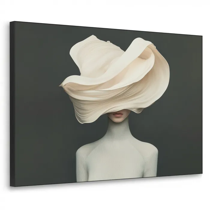 Vrouw - Beige - hoed Textielframe zwart klein -3d