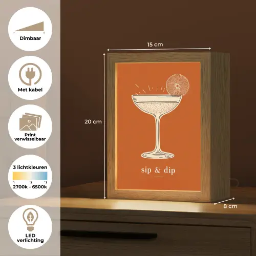 Cocktail - Oranje - Zomer - Quote Light Box met kabel (Wandlamp) klein -USP_websiteoverzichtNL