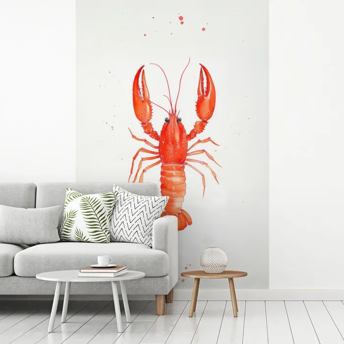 Kreeft - Waterverf - Aquarel - Oranje fotobehang vinyl groot -woonkamer