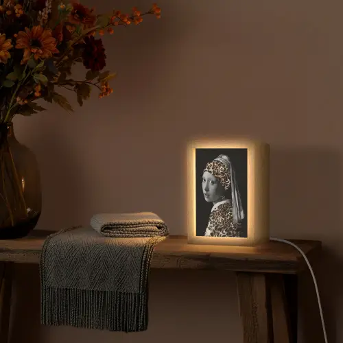 Het meisje met de parel - Johannes Vermeer - Panterprint Light Box met kabel (Wandlamp) klein -sfeer4