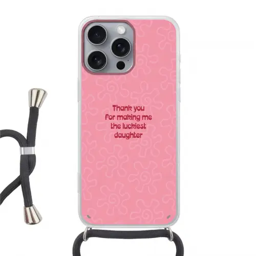 Tekst - Rood - Moederdag Hoesje iPhone 16 Pro Max met koord klein -3d