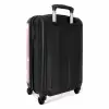 Roze achtergrond met witte stippen NBS - Handbagage koffer - Kinderen Unisex middel -achterkant