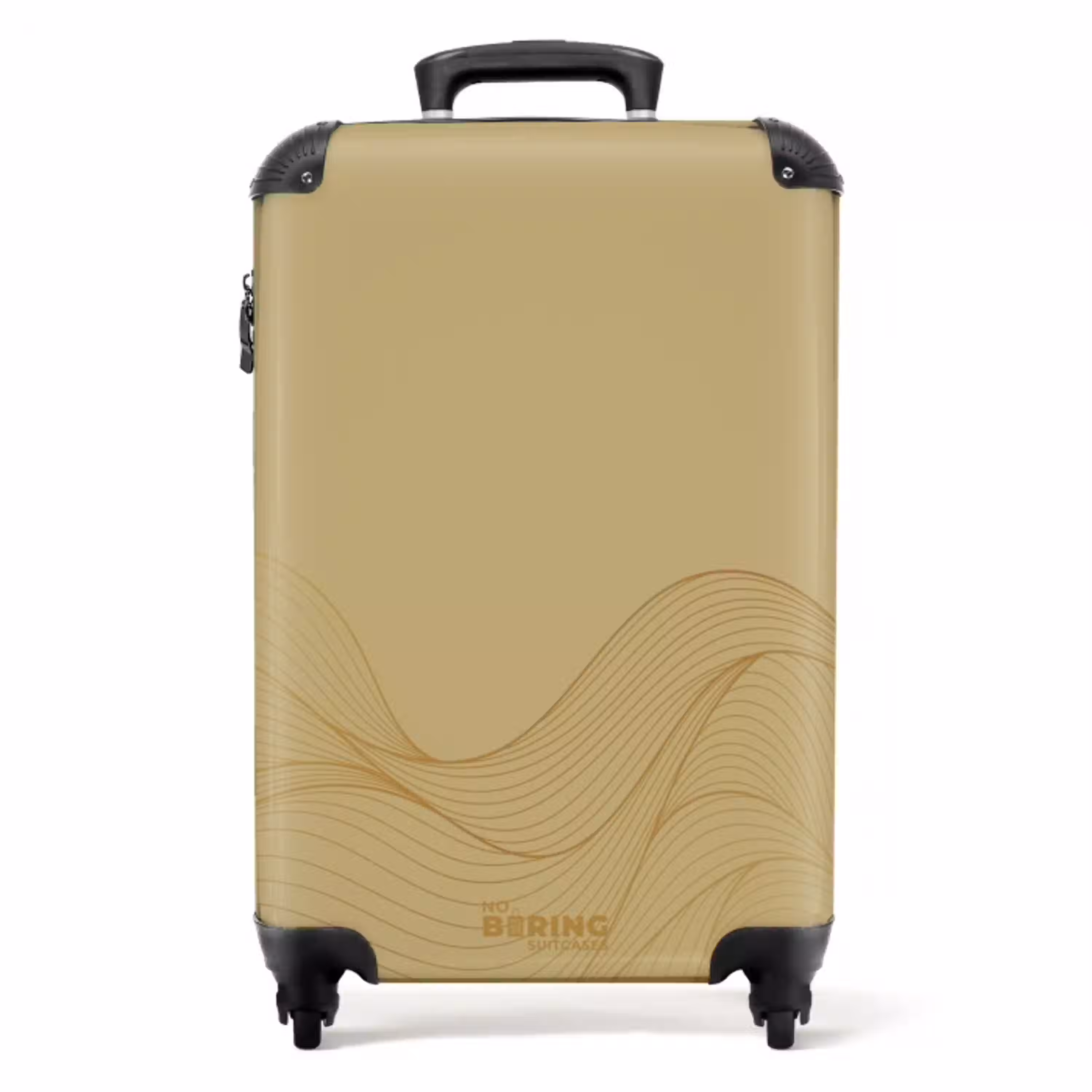 Minimal - Goudbruin met gouden golven NBS - Handbagage koffer - Unisex middel -productfoto_recht